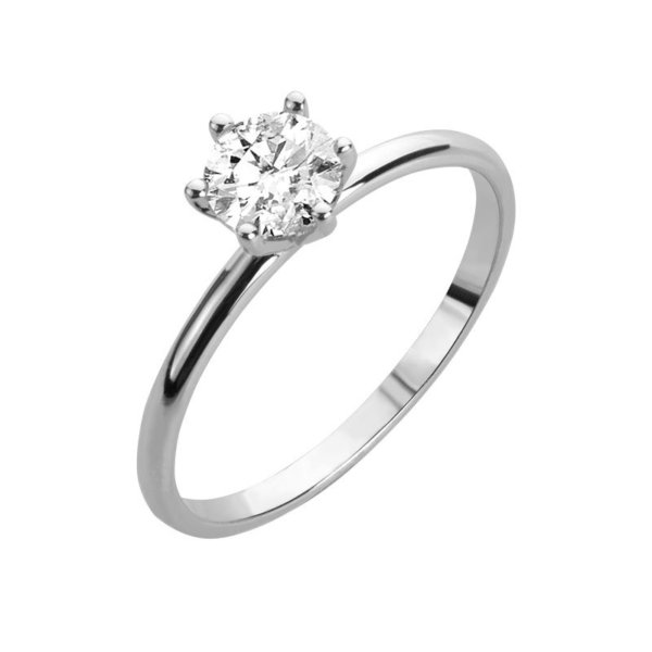 Anel Solitário em Ouro Branco com Brilhante