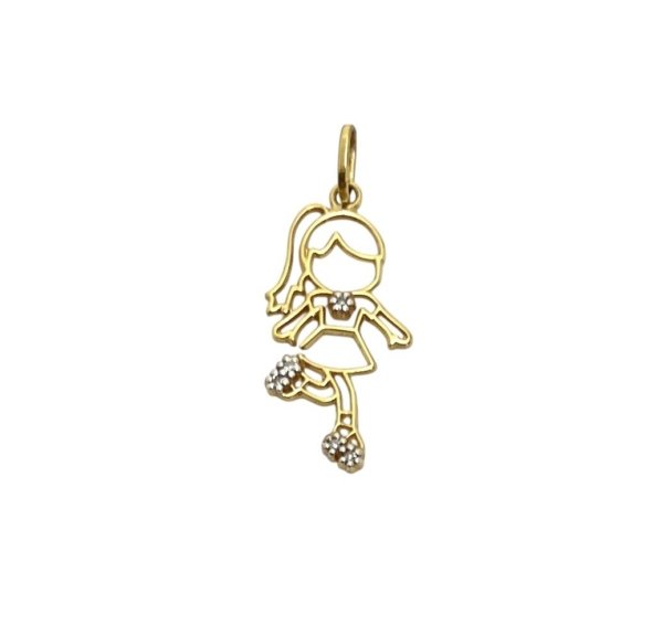Pingente Menina com Brilhantes