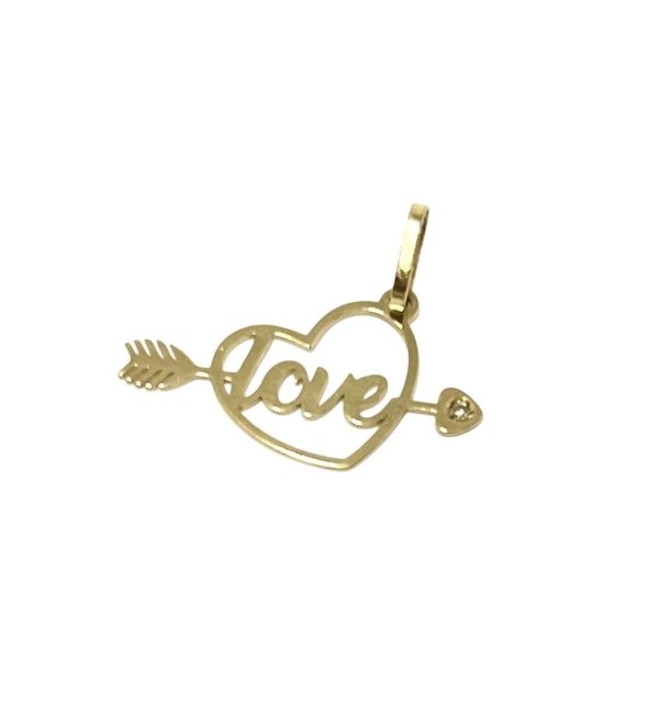 Pingente Coração Love com Flecha