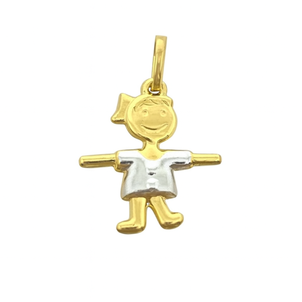 Pingente Menina com Ouro Branco
