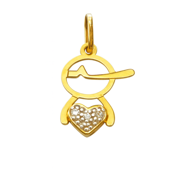 Pingente Menino com Coração de Brilhantes