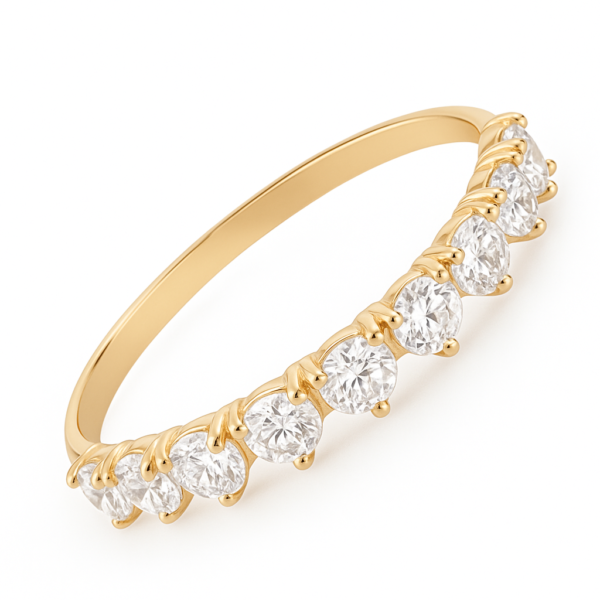 Meia Aliança Flor em Ouro 10k