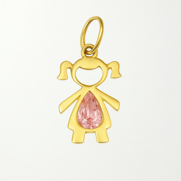 Pingente Menina com Pedra Gota