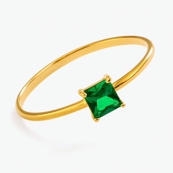 Anel Solitário Pedra Quadrada