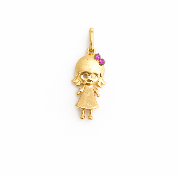 Pingente Menina com Pedras em Ouro 10K