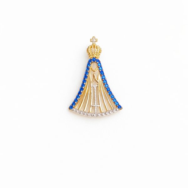 Pingente Nossa Sra. Aparecida Fios com Pedras