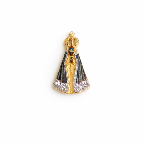 Pingente Nossa Senhora Aparecida com Pedras em Ouro 10K