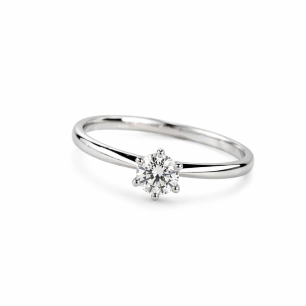 Anel Solitário com Diamante Lab Grown em Ouro Branco