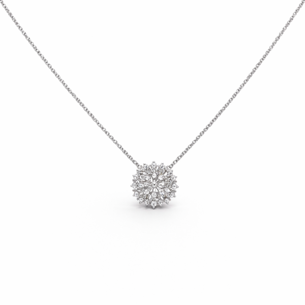 Gargantilha Chuveiro Flor com Brilhantes em Ouro Branco