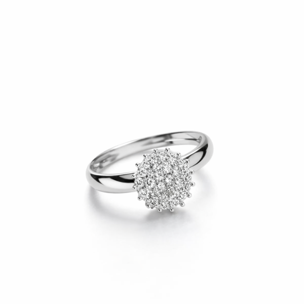 Anel Chuveiro Flor em Ouro Branco com Brilhantes